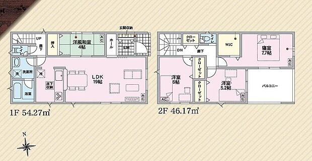 【4LDK】対面式キッチン仕様の約19帖リビング♪
リビングに隣接した洋風和室はお子様のお昼寝場所にも◎♪
WICがあり、各所・各居室に収納スペース完備♪
2部屋から出入りできる便利なワイドルーフバルコニー♪