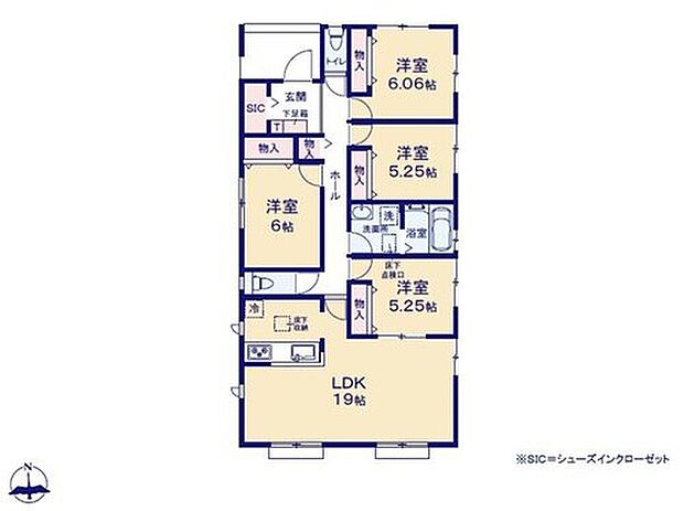 【4LDK】人気の平屋住宅♪
対面式キッチン仕様の約１９帖リビング♪
居室４部屋あり、お子様ひとりひとりにお部屋を与えられます♪
SICがあり、各居室にも収納スペース充実♪
