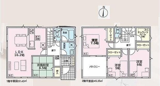 【4LDK+S】対面式キッチン仕様の約16.2帖リビング♪
リビングに隣接した洋風和室はお子様のお昼寝場所にも◎♪
テレワークルームがあり、各所・各居室に収納スペース完備♪
陽当り良好な南西側ワイドルーフバルコニー♪