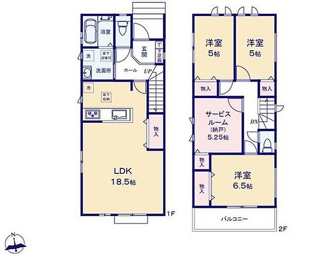 【3LDK+S】対面式キッチン仕様の南向き約１８．５帖リビング♪
季節物などの収納に便利な約５．２５帖の納戸付き♪
各所・各居室にも収納スペース完備♪
日当たり良好な南側バルコニー♪