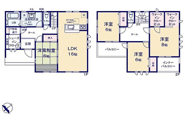 (2号棟)、4LDK、土地面積444.77m2、建物面積122.55m2