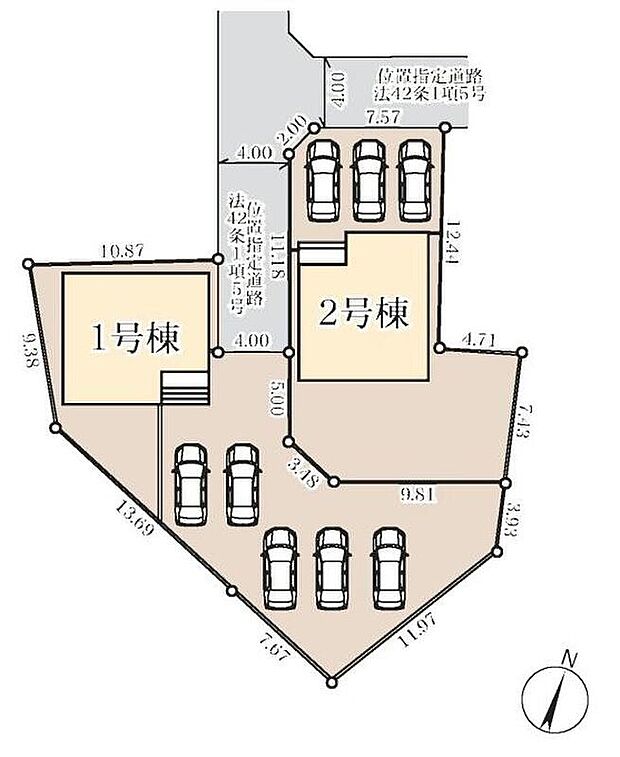 1号棟【約88坪】、2号棟【約61坪】のゆったり敷地☆
東松山市立唐子小学校まで歩5分でお子様の登下校も安心♪
駐車スペース3台以上完備！