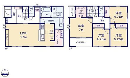 全居室洋室☆インテリアの統一感を作りやすいです♪
家族が多いとすぐなくなってしまう水や食材をまとめ買いしても置き場所の心配いらずの大型パントリーを採用☆
ウォークインクローゼットも完備♪ 