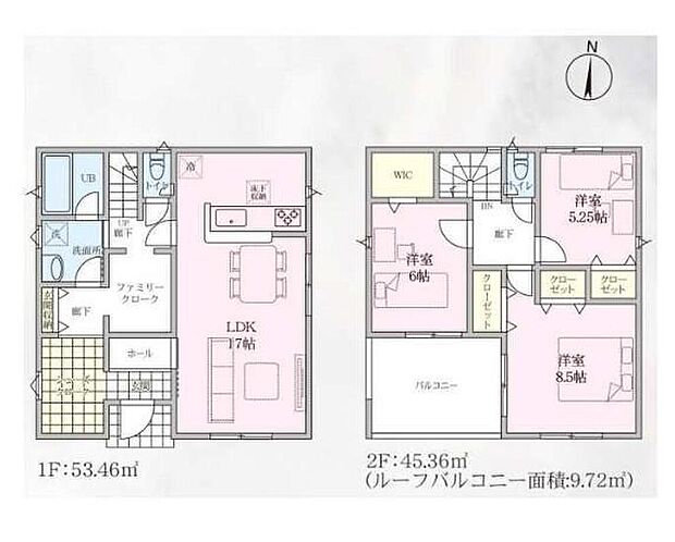 【3LDK】大容量玄関SIC♪ベビーカーやアウトドア用品など
家に持ち込まずにすっきり収納できます◎ファミリー
クロークにはお出かけに必要な物を収納すれば
準備もスムーズに☆2階にもWIC付きです！