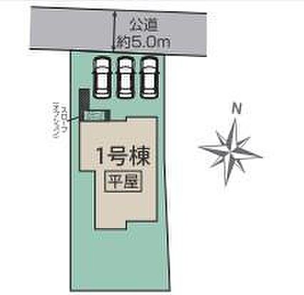 【全体区画図】敷地面積99坪超♪
並列駐車3台可！
お客様がいらしても安心ですね♪