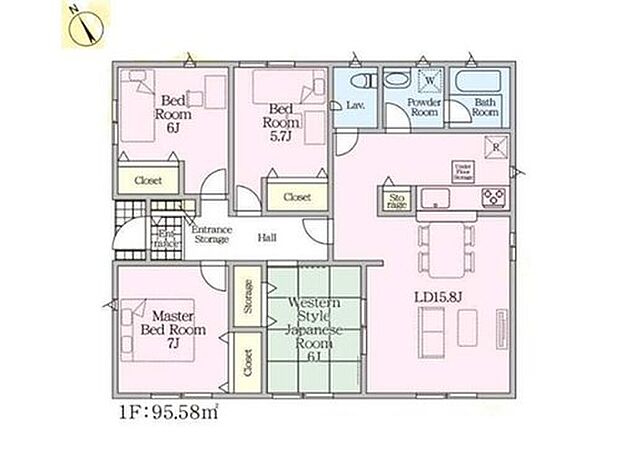 【4LDK】◇家族を近くに感じられコミュニケーションが取りやすい平屋♪
◇通り抜けできる6帖の和室！リビングを通らず出入りできて来客時にも使いやすい♪
◇水回り集中設計＋パントリーで家事導線短縮で効率ｕｐ♪