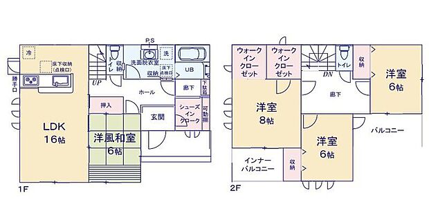 【4LDK】寛ぎの時間を紡ぎだす８帖の主寝室♪
大型ベットを置いても余裕です。
収納力豊富なウォークインクローゼットを２つ設置☆
洋服や小物類など、目的に応じてすっきり美しい収納を実現します。