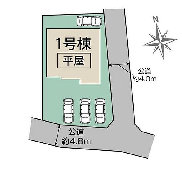 【全体区画図】カースペースを広く確保したので、愛車のお手入れもしやすくなっております。セカンドカーやご家族分の自転車をお持ちのご家庭も駐輪・駐車が可能です。