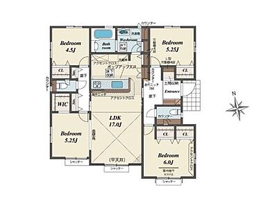 生活導線がらくらくな人気の平屋のプランをご紹介♪
ＷＩＣ、ＳＩＣ、可動棚などの各所収納が豊富で空間がスッキリ整います！ 