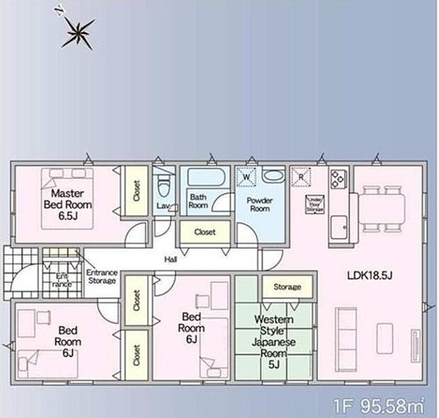 【4LDK】◇LDK18.5帖!3面採光でいつも明るい印象です♪
◇水回りが集中しているので、家事の動きがらくちん♪
◇2WAYに使える和室付き♪ふすまを開ければLDKと一体に◎