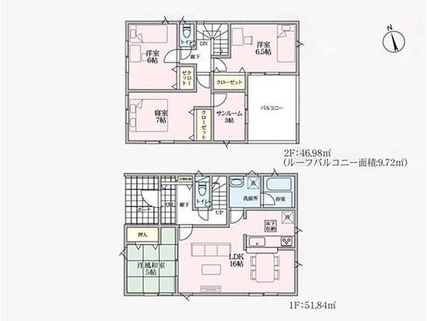【4LDK+S】◇広々玄関ポーチで雨の日の外出時も快適です♪
◇家事導線がスムーズな水回り集中設計!調理の合間にサッと洗濯を回せます
◇洗濯物や布団干しの効率が上がるサンルーム&広々インナーバルコニー♪