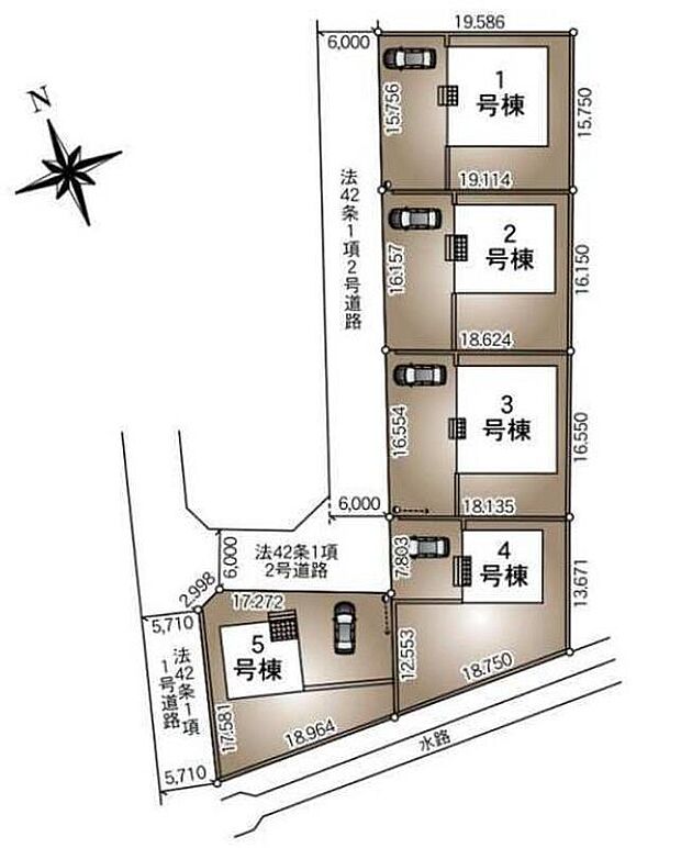 【【区画図】】敷地面積91坪以上の全5棟♪
カースペース&お庭付き☆周辺は交通量の少ない生活道路なので小さなお子様がいても安心です♪