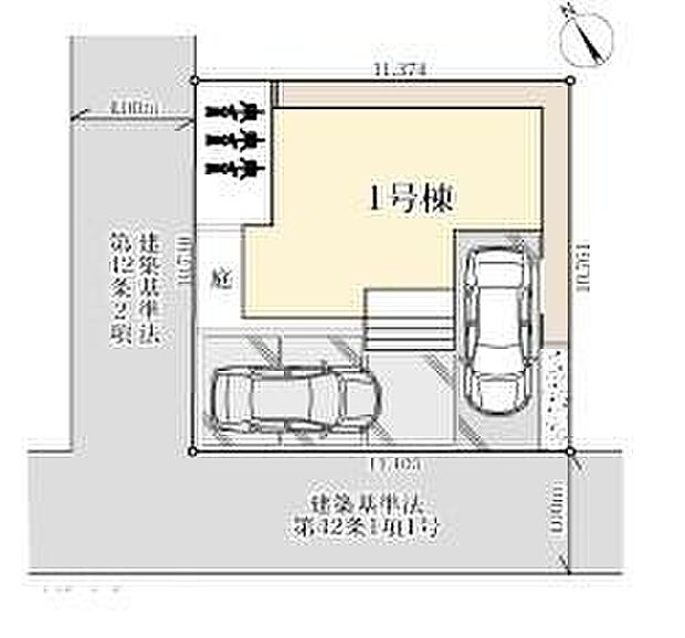 【全体区画図】ビルトインガレージ付き☆駐車スペース2台可!