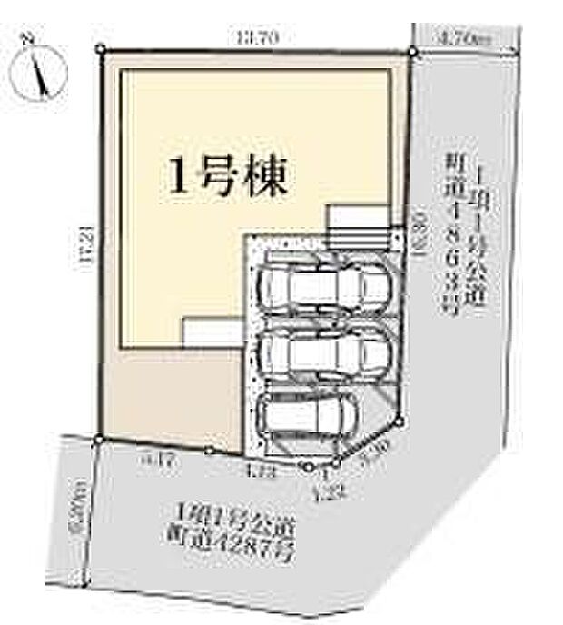 【全体区画図】並列駐車３台可♪
お客様がいらしても安心ですね♪