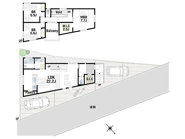 (2号地)、価格4780万円、3LDK、土地面積133.3m2、建物面積102.5m2
