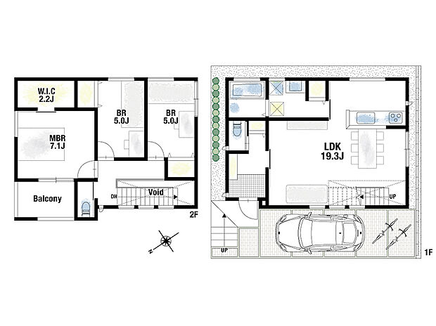 【参考プラン】建物プラン例:3LDK、土地価格1100万円、土地面積約83.86m2、建物価格2280万円、建物面積96.77m2