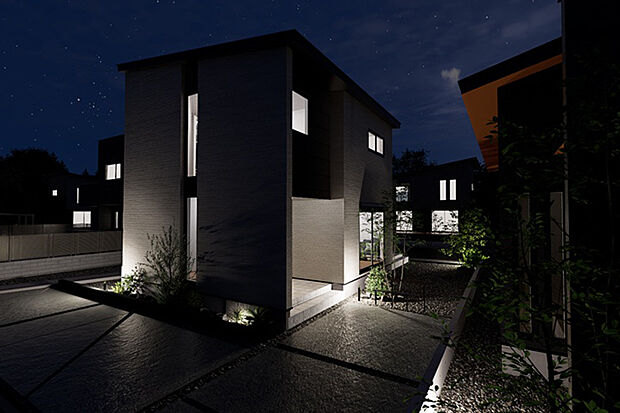 昼とは異なる、落ち着きと品格を感じる夜の表情。
照明計画によって生まれる陰影が、住まいの魅力をさらに引き立てます。※画像はハイスペックＣＧにて作成したイメージです。