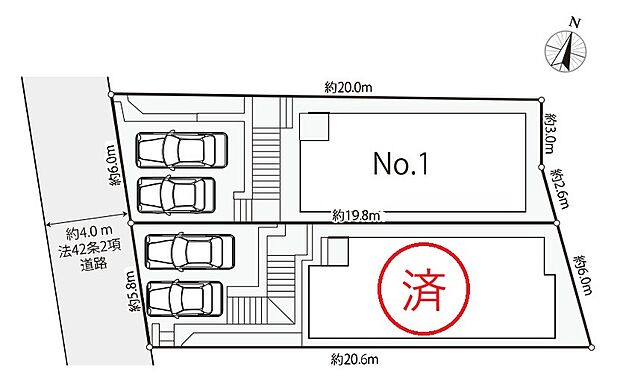並列２台駐車可能なカースペース（車種によります）。セカンドカー用として、自転車置き場や物置場として、お子様の遊ぶスペースとして、ゆとりある敷地だからこそ可能な多用途にご利用いただけるスペースです。