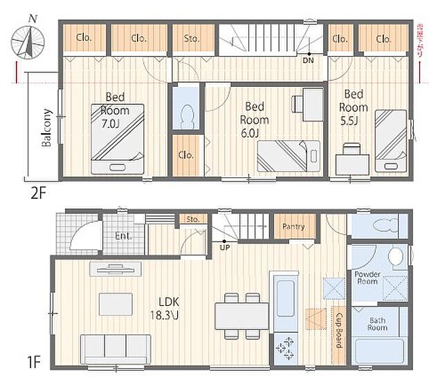 リビングを通過して2階へと登れるリビングイン階段仕様です。ただいま！おかえり！行ってきます！の声が響き渡る、毎日大切な家族とコミュニケーションが取れる家族思いの間取りを作りました。
