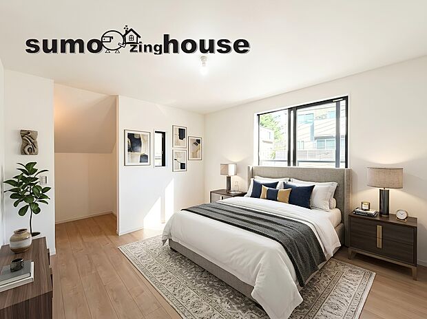 高さにゆとりのある大型収納を備えており季節物の大きな荷物もスッキリ納まります。全居室に明るい光が差し込む使い勝手の良い充実した部屋数を備えた間取りです。(家具等はCGです)