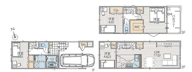 【4LDK】建物面積に車庫面積10.89ｍ2含む。