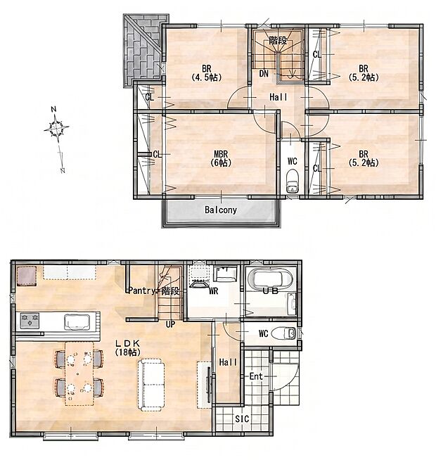 【建物プラン例(2区画)】4LDK、土地価格5780万円、土地面積130.9m2、建物価格2580万円、建物面積95m2 