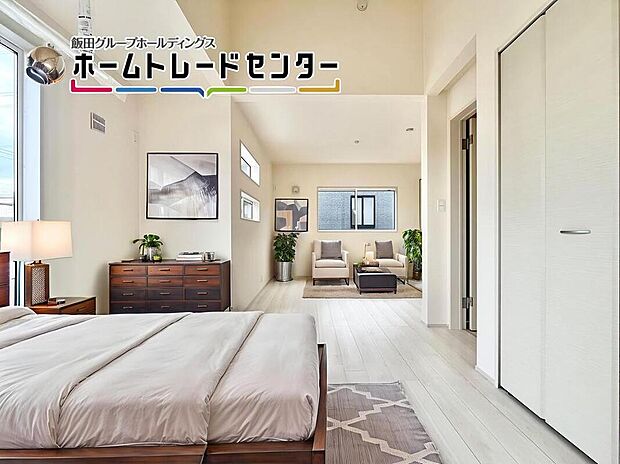 【バーチャルにて家具配置♪】
今は約１０帖の洋室♪将来は５帖を二つに間地切って使用することも可能♪