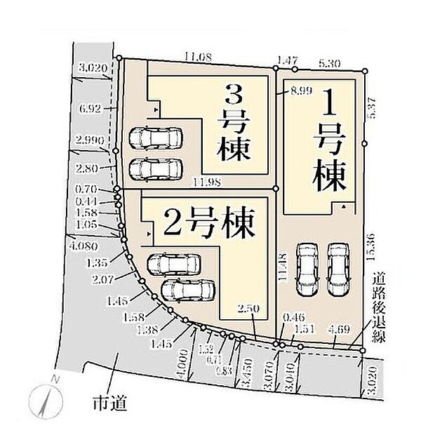 ３区画の分譲地！
全棟車２台並列駐車可能♪