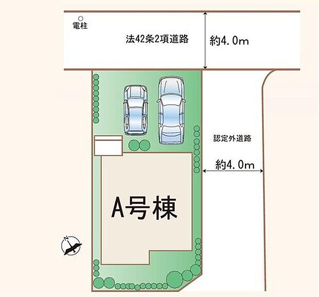 角地につき日当たり・通風良好です♪
車２台駐車可能♪