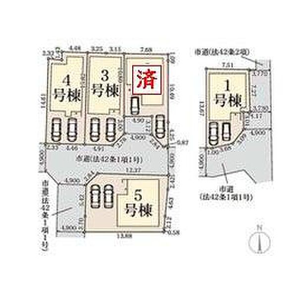 【全体区画図】全棟駐車スペース２台♪