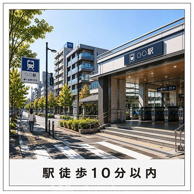 【その他現地】最寄り駅まで徒歩10分以内の便利な立地。毎日の通勤・通学はもちろん、お買い物や休日のお出かけにも快適な住環境です。※掲載画像はイメージであり、実際の設備・仕様・形状とは異なる場合があります。