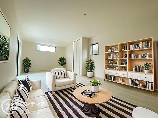 【家具設置イメージ画像】リビングのフローリング材には、木目や色調など木材特有の風合いがあり、ナチュラルな美しさで、日々の生活に温もりを与えてくれます。