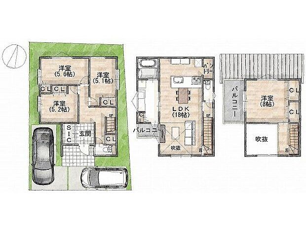 【間取図(平面図)】【間取り図】級建築士×女性コーディネーター監修『ママに嬉しい家事ラク動線』設計