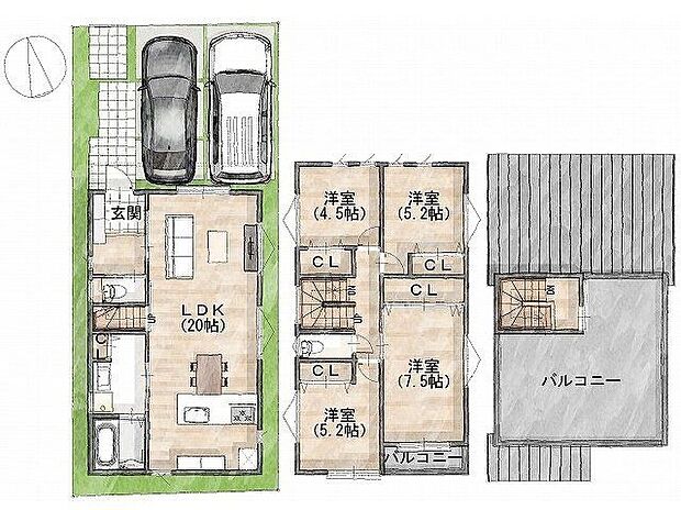 建物プラン間取:4LDK 建物プラン面積:106.81m2 建物プラン価格:2000万円 -