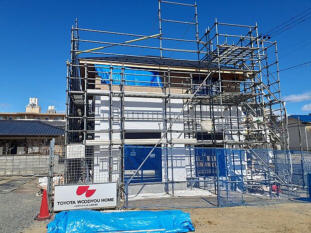 【【No.3】現況】20260314撮影。建方も終わり、5月末完成に向けて工事中です。現場見学も受付中ですので、お気軽にお問い合わせください。