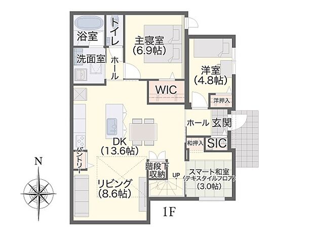 【2LDK】No L-3 1階間取り図です。