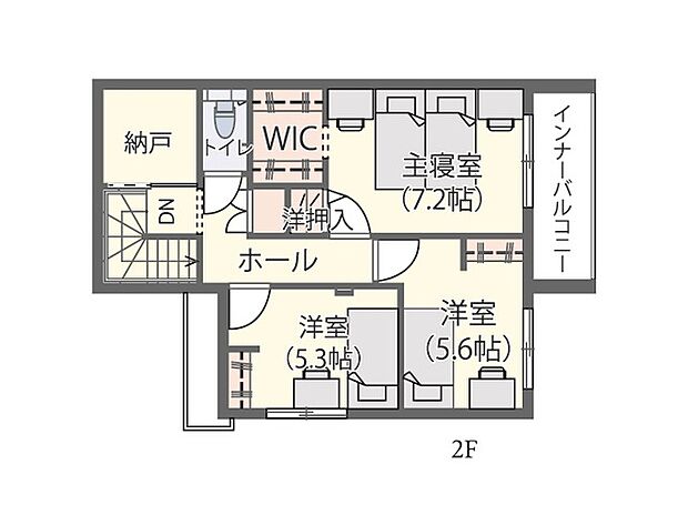 【3LDK】NoH-15 2階間取り図です。