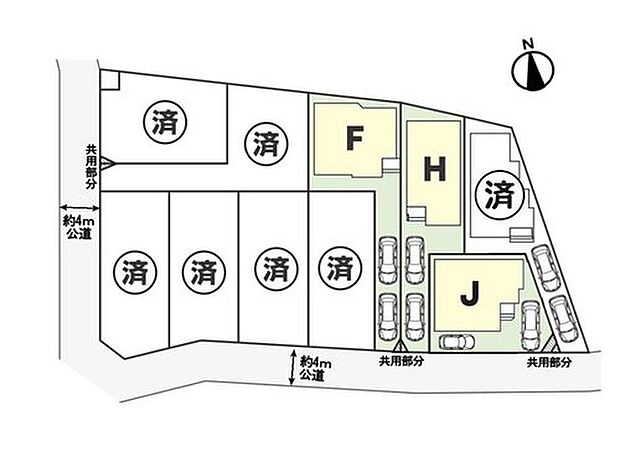 【区画図】前面約4m道路に面した落ち着いた住環境。分譲地ならではの整った街並みが広がる区画です。