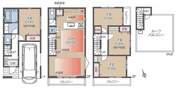 暮らしの快適性・居心地の良い住空間設計です。リビングを中心に、ご家族皆様が充実の暮らしをお送りいただけるプランニングです。