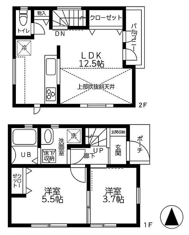【2LDK】暮らしの快適性・居心地の良い住空間設計です。リビングを中心に、ご家族皆様が充実の暮らしをお送りいただけるプランニングです。
