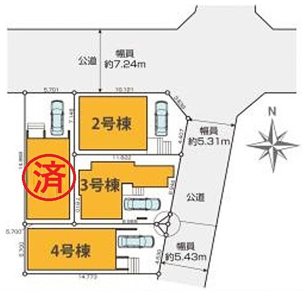 【3LDK】【4号棟 間取図 建物面積:95.51m2】