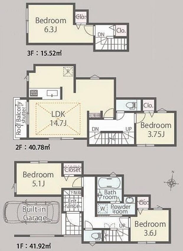 【4LDK】【1号棟　間取図　建物面積：98.22m2】
