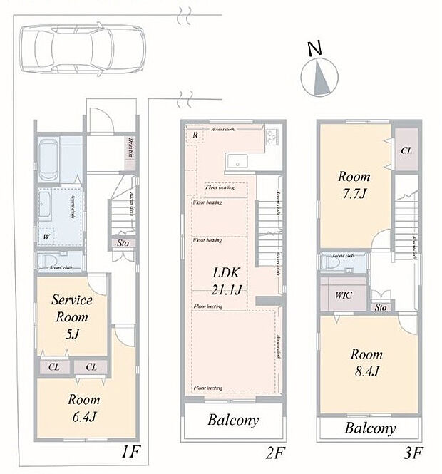 【4LDK】【B号棟 建物面積:120.96m2】 リビングを中心に、ご家族皆様が充実の暮らしをお送りいただけるプランニングです。