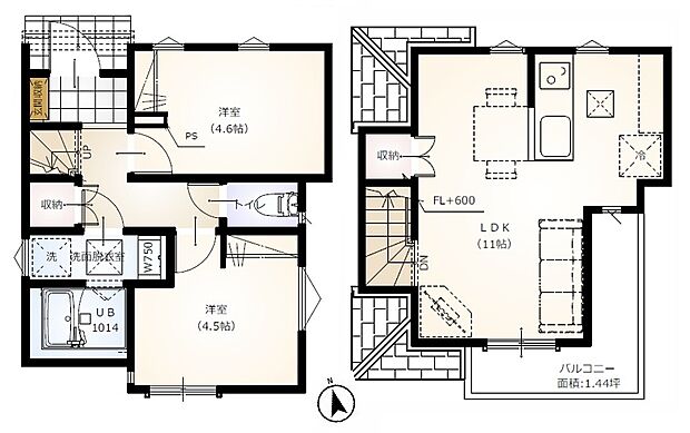 【2LDK】暮らしの快適性・居心地の良い住空間設計です。リビングを中心に、ご家族皆様が充実の暮らしをお送りいただけるプランニングです。