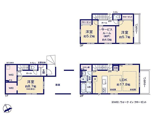 (1号棟)、価格6399万円、3LDK+S、土地面積82.39m2、建物面積120.47m2