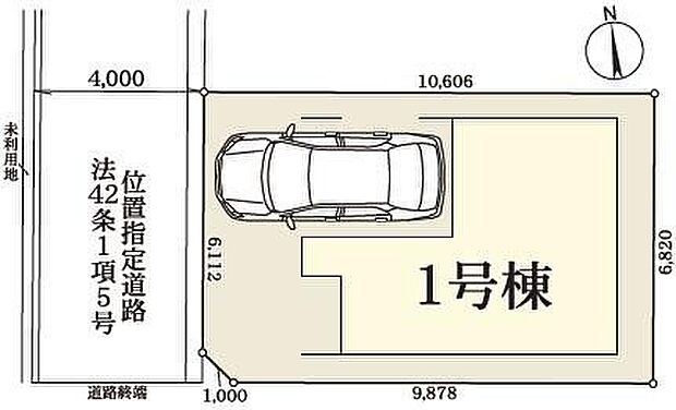 ≪全体区画図≫カースペース1台♪住人以外の車の進入も少なく、小さなお子様を持つご家庭にも安心です。