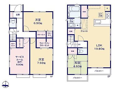 道路からの視線が気にならない2階リビング♪
水回りも2階のため洗濯がラクラク◎
居室としても使える納戸付き☆お子様の個室が
必要になった際に便利です！ 