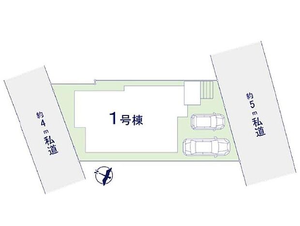 【全体区画図】駐車スペース並列2台分（車種による）☆
急な来客時の駐車スペースや自転車の駐輪場としても便利に使用できます♪
