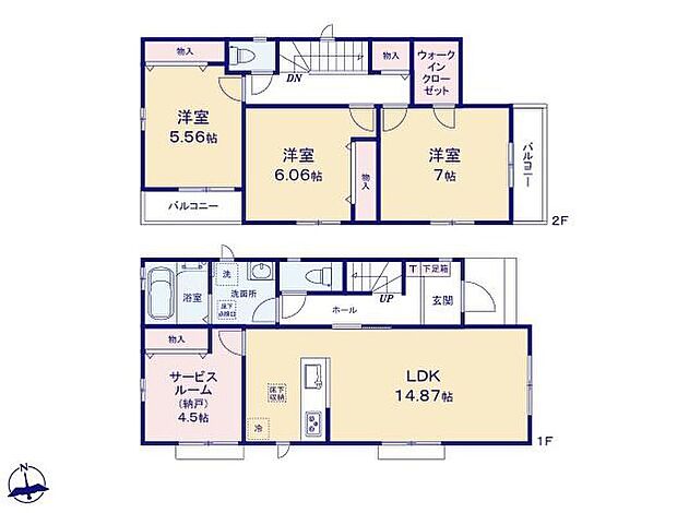 【3LDK+S】光と風を呼び込む全室南向きの間取り♪
窓付きの納戸は居室としても問題なくお使いいただけます♪
全居室に収納を完備しておりますので、居室の全空間を有効活用出来ます♪