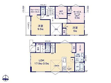 ◇LDK約21.4帖の広々空間♪上部吹抜♪
◇納戸×２＋WICでスッキリ片付きます♪
◇洗面脱衣室にリネン庫あり♪ 